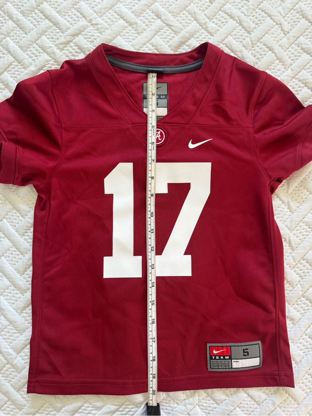 Nike Alabama Crimson Tide NCAA Football Jersey #17 Red Youth Boys Waddle Size 5 - Picture 5 of 12